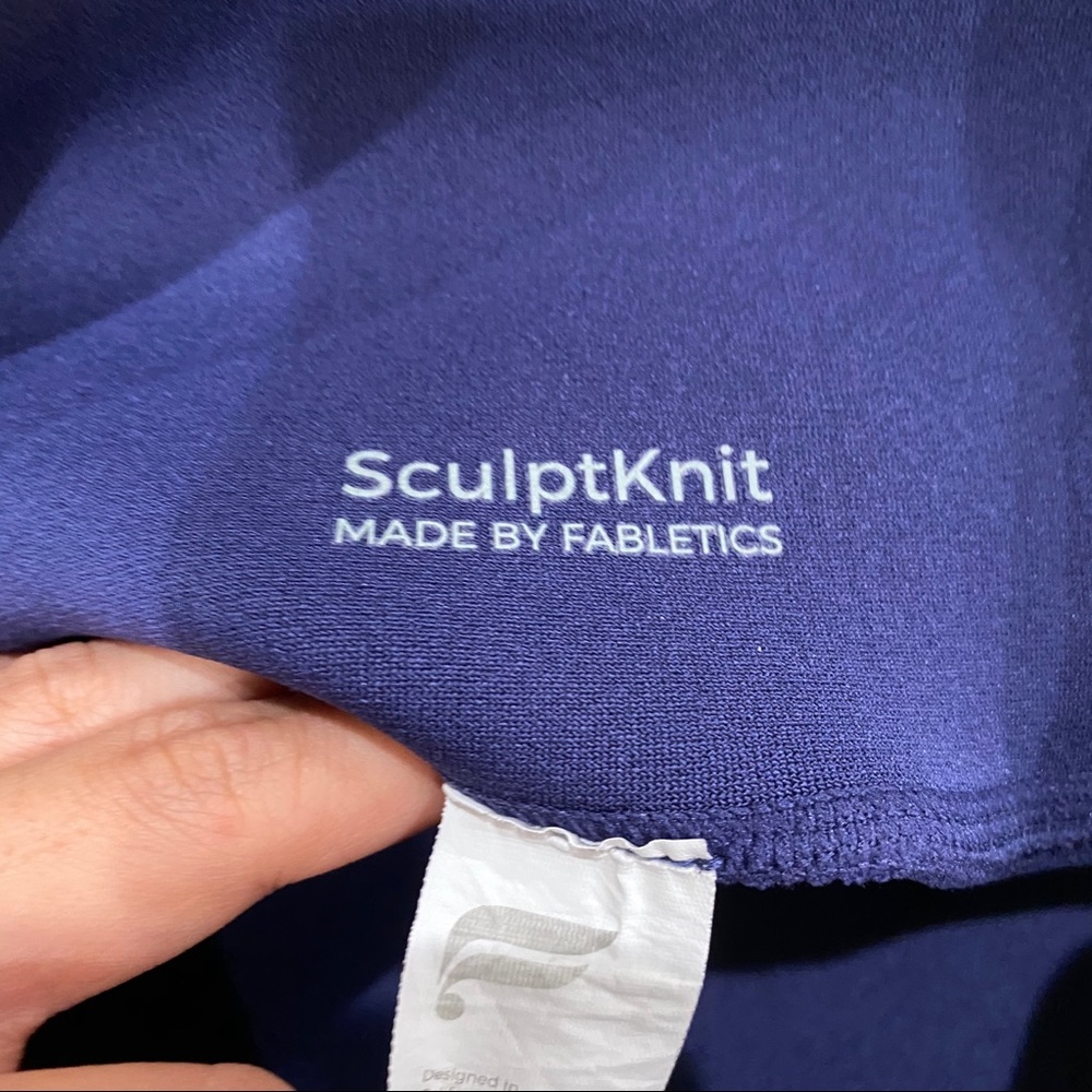 Fabletics Navy sculptknit Leggings with Orange Pocket Medium regular length - Picture 7 of 8